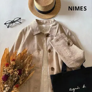 c457* nimes 린넨 스텐카라 코트 탈부착 가능 이너 포함