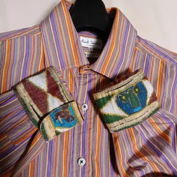 Paul Smith 소매 네이티브 무늬 멀티 스트라이프 셔츠 멀티 컬러