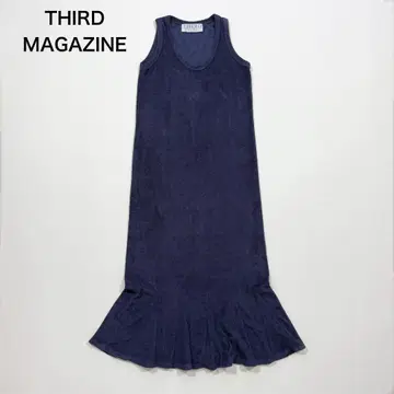 서드 매거진 파일 원단 슬리브리스 롱 원피스 머메이드 밑단