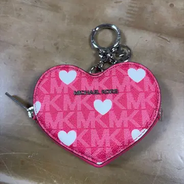 마이클코어스 하트 모양 하트 무늬 동전 지갑 파우치 핑크