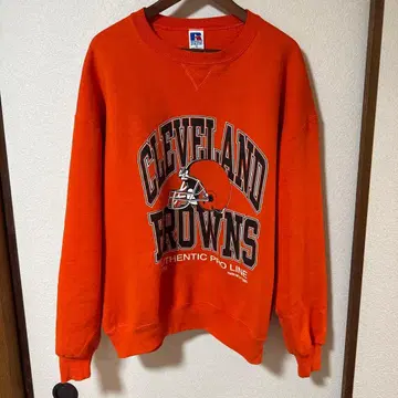 90s 러셀 USA제 맨투맨 XL 오렌지 NFL 전면 V 5508