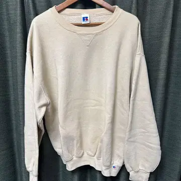 90s 멕시코제 러셀 RUSSELL 앞 V 가제트 베이지 무지 맨투맨