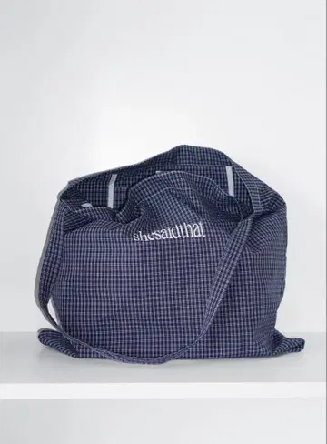 shesaidthat 네이비 체크 토트백