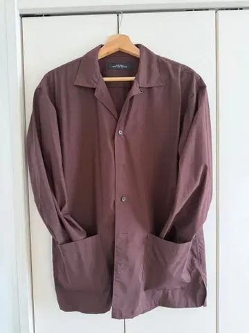 그린 레이블 리랙싱 오픈 카라 셔츠 자켓 브라운