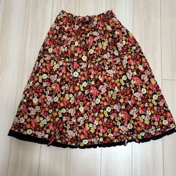 [택 포함 새상품] 핑크하우스 꽃무늬 스커트 프릴 리본 레트로