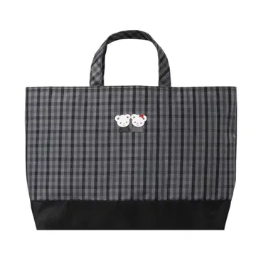 [미사용 새상품] 파밀리아 블랙 계열 체크 토트백 레슨백 핸드백