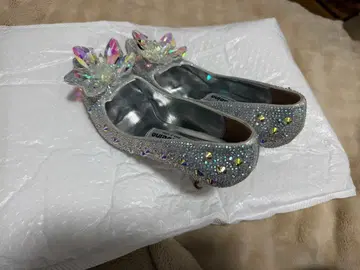 유리 구두 큰 꽃 7cm 힐 22.5cm