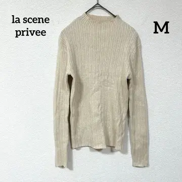 la scene privee 하이넥 리브 니트 스웨터 라메 믹스