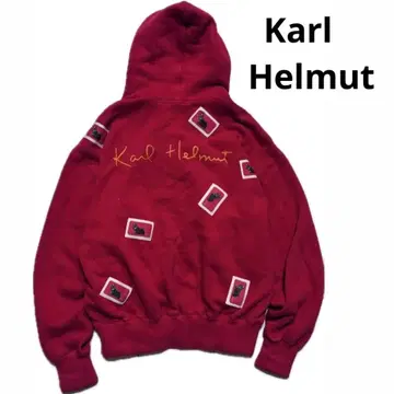 칼헬무트 후드티 와펜 강아지 자수 빨간색 핑크하우스 일본제