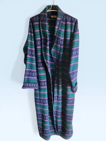 플리스 가운 빈티지 네이티브 무늬 구제 의류 로브 L