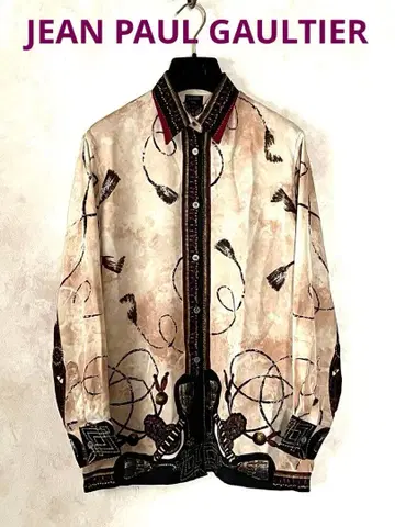 JEAN PAUL GAULTIER 스카프 패턴 프린트 셔츠 사이즈 40