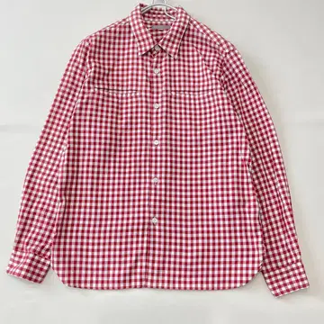 새상품급 마가렛호웰 깅엄 체크 코튼 셔츠 블라우스 빨간색