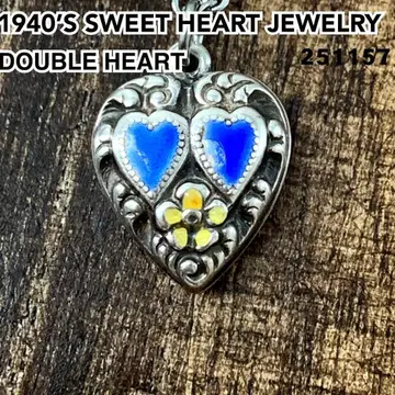 스위트하트 주얼리 물망초 더블 하트 실버 빈티지 목걸이 1