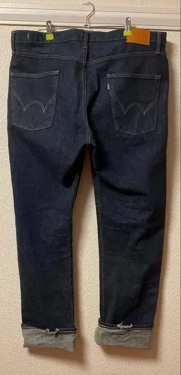 EDWIN 다크 블루 스트레이트 데님 w36 셀비지 가공