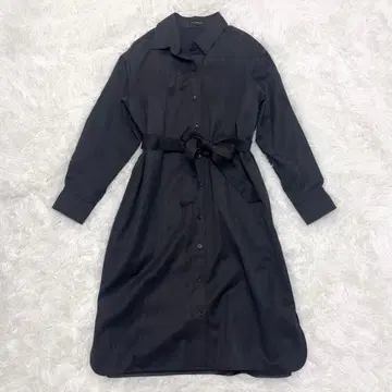 [ 23구 ] 울 셔츠 원피스 벨트 포함 다크 그레이 사이즈 34