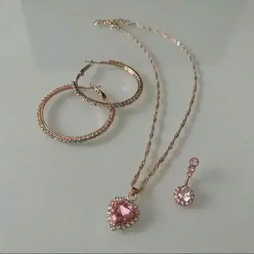 럭셔리! 하트 목걸이 후프 배꼽 귀걸이 골드 핑크 골드