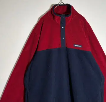 LAND'S END 랜드스엔드 자수 로고 스냅 버튼 플리스 자켓