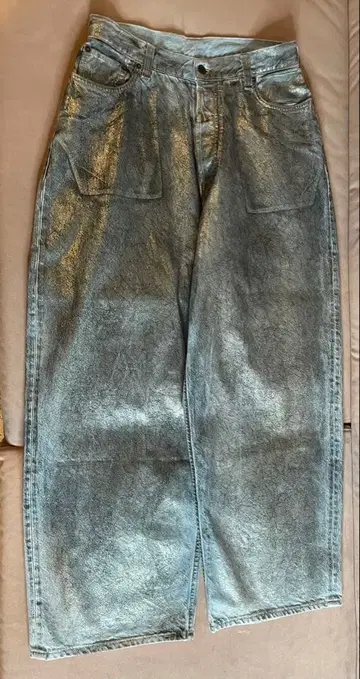 루즈 핏 데님 실버/블루