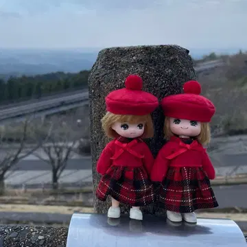 M2602 미키짱 마키짱 빨간색 체크 원피스 코디네이트