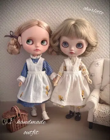 브라이스 아웃핏 blythe outfit 미모사 자수 에이프런 세트 블루