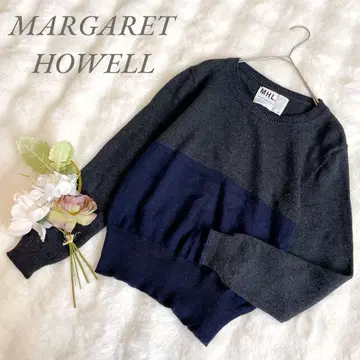 마가렛호웰 크루넥 니트(M) 그레이 네이비 바이컬러 성인 여성