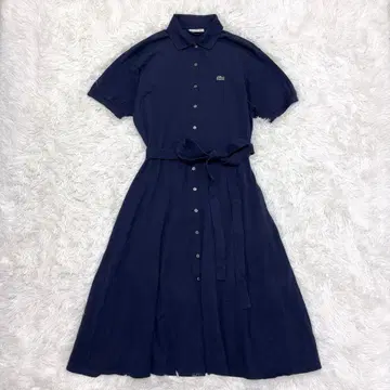 라코스테 반팔 폴로 셔츠 원피스 리본 벨트 네이비 36