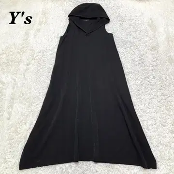 [ 새상품급 ] Y's 슬리브리스 맥시 길이 후드 부착 원피스 3 블랙
