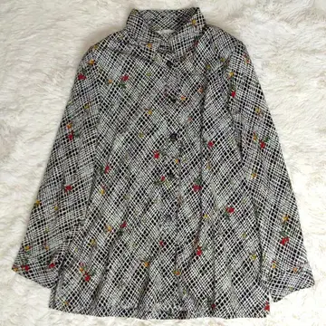 올 패턴 긴팔 셔츠 꽃무늬 모노톤 제브라 레트로 오버 사이즈 빅 루즈