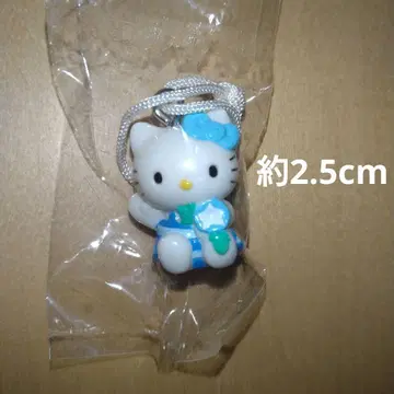 [가격 인하] 산리오 키티 하로키티 키링 약 2.5cm 스카이블루 나팔꽃