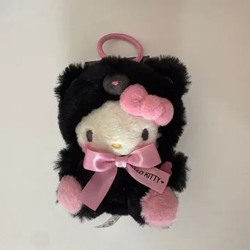 산리오 키티 마스코트 블랙 핑크 갸루 봉제 인형