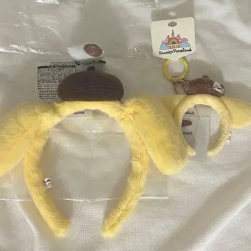 산리오 퓨로랜드 한정판 폼폼푸딩 머리띠 봉제 인형 사이즈 세트