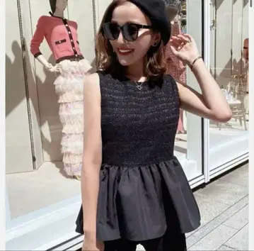 sheller 트위드 페플럼 상의