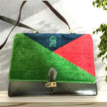 레어 로베르타 디 카메리노 바곤기 벨로아 핸드백 셰브론 패턴