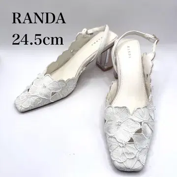 RANDA 란다 플라워 자수 클리어 힐 샌들 화이트 24.5