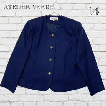 아틀리에 베르데 장식 버튼 울 노카라 자켓 [ 3L 상당 ] 네이비