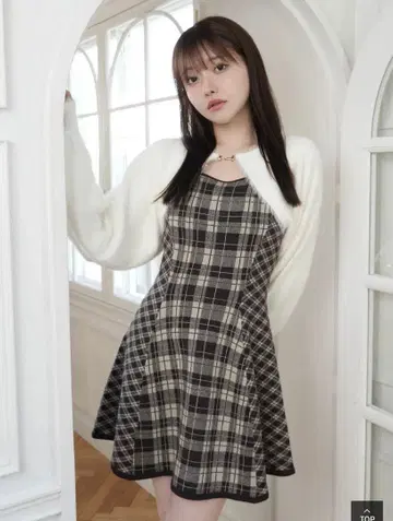 LIP SERVICE 페더 체크 앙상블 원피스