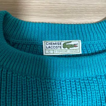 [ 70s 빈티지 레어 ] 라코스테 니트 스웨터 터콰이즈 그린 XL