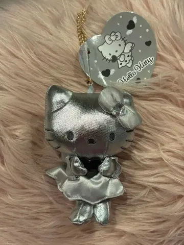 헬로키티 인조 가죽 키링 블랙 실버 키체인