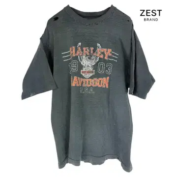 할리데이비슨 빈티지 T셔츠 L 풋볼 페이드 블랙