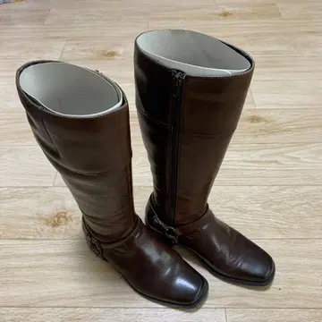 브라운 니하이 부츠 지퍼 포함