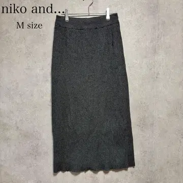 [ niko and - ] 리브 니트 스커트 타이트 라메 믹스 허리밴딩