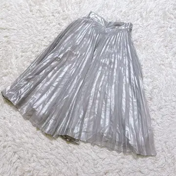 [ c7592 ] H&M 롱 스커트 플리츠 실버