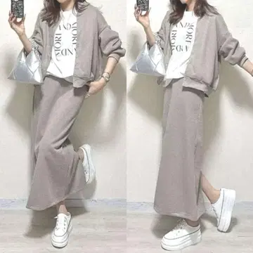 실버 그레이 셋업 봄 저지 심플 여행