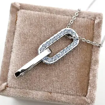 스와로브스키 목걸이 링크 샤인 체인 라이트 블루 실버