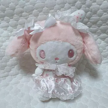 산리오 초귀염 마이멜로디 화이트 딸기 티타임 봉제인형 에코백