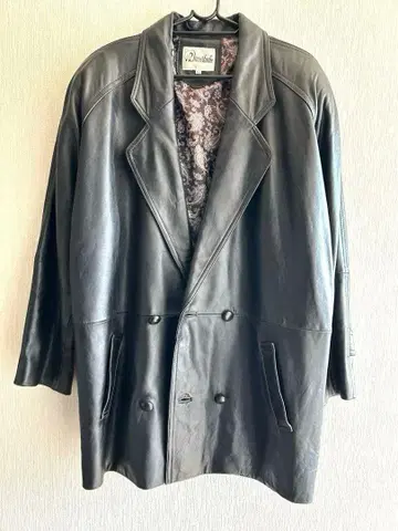 [ 희소 ] 빈티지 램 가죽 더블 자켓 안감 올 패턴 L 사이즈 블랙