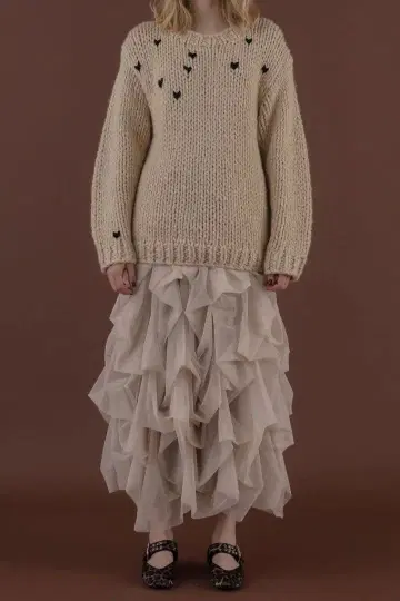 THE TOE Iris Tulle Skirt beige XS