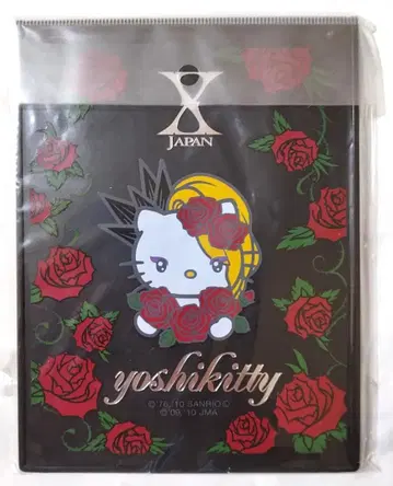 (미사용) 거울 로즈 패턴 블랙 검정 Yoshikitty 헬로키티