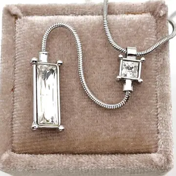 스와로브스키 목걸이 더블 스퀘어 비쥬 클리어 크리스탈 실버