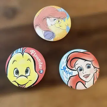 디즈니 인어공주 아리엘 플라운더 캔뱃지 3개 세트